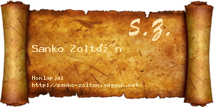 Sanko Zoltán névjegykártya